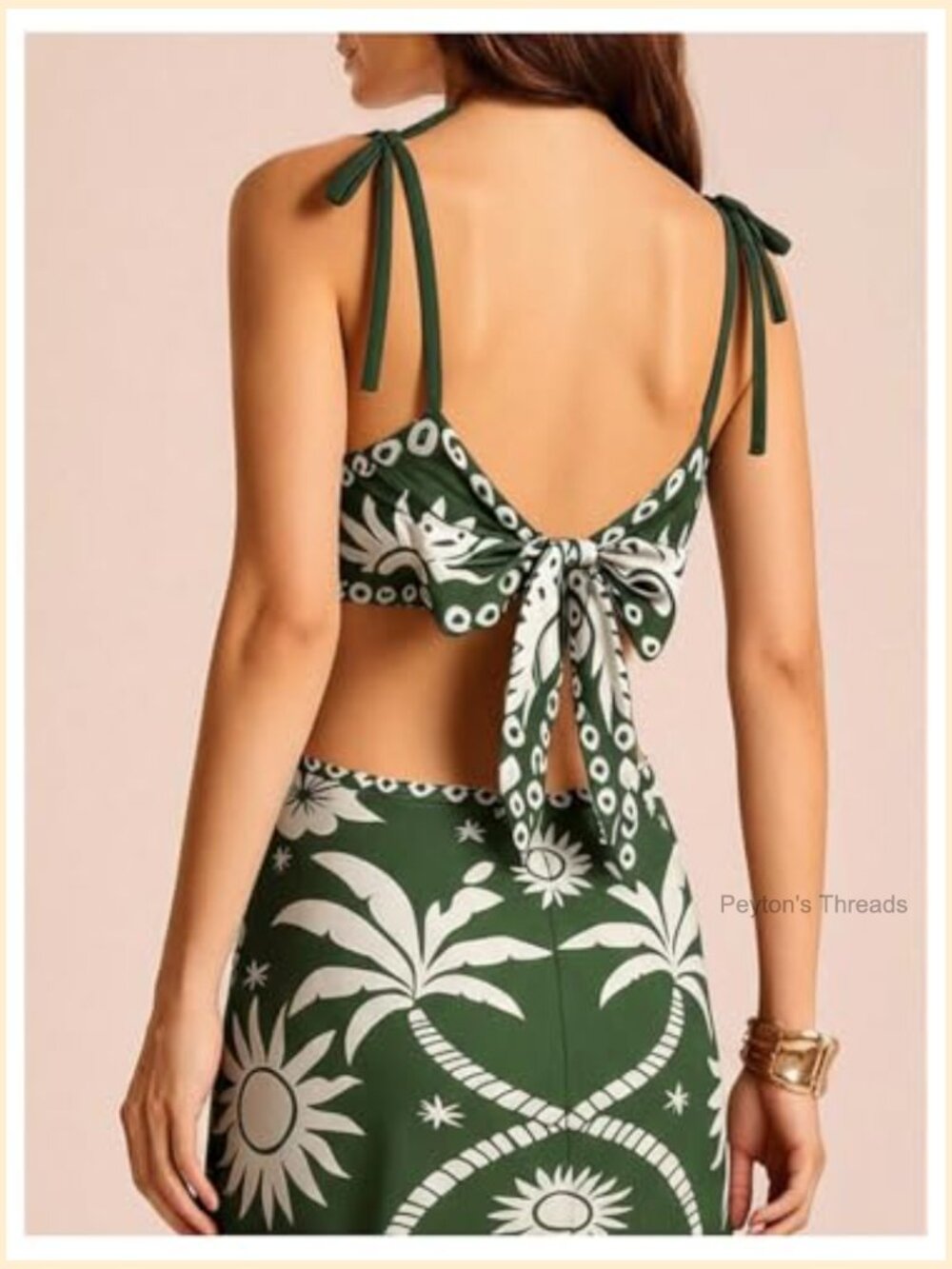 Tropical Cut Out Maxi Dress Spaghetti Strap Backless Back Tie - Picture 6 of 6